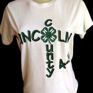 Women's Small T-shirt Lincoln County 4-H Jerzees Graphic 1990's Vintage Farm